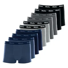 Kit 10 Cuecas Boxer Cot Ela Bord, Mash, Masculino, Azul Marinho/Azul Jeans Escuro/Cinza/Cinza Mescla/Preto, GG