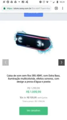 Caixa de Som Bluetooth para Android e iOS - Sony - R$499
