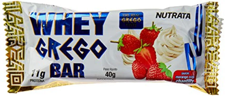 (PRIME) Barra Whey Grego Bar - 12 Unidades de 40g Morango com Chantilly 