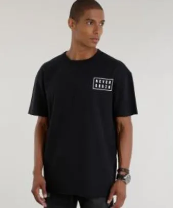 camiseta longa em moletom preta - 29,99