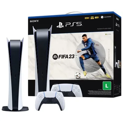 Console PlayStation 5 Digital Edition Branco + Fifa 23 + Controle Sem Fio Dualsense Branco