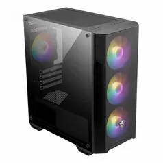 Gabinete Gamer MSI MAG Forge M100A, Mid Tower, Vidro Temperado, Black, Sem Fonte, Com 4 Fans