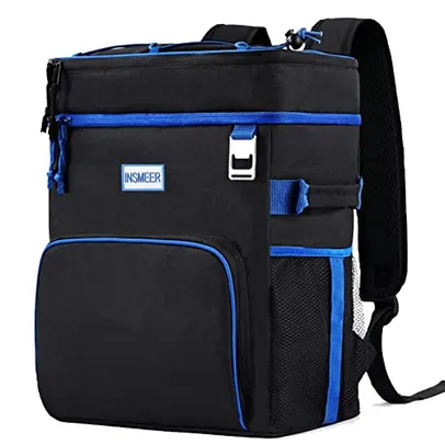 INSMEER Mochila térmica, refrigerador de praia isolado grande refrigerador de acampamento macio à prova de vazamento, Azul