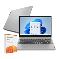 Notebook Lenovo IdeaPad 3i Celeron 4GB 128GB SSD + Microsoft 365 Personal - Windows 11 15.6' 82BU0008BR Prata