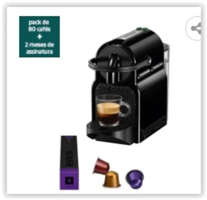 Cafeteira Nespresso Inissia D40 com Kit Boas Vindas - Preta | R$258