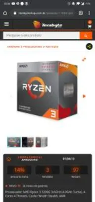 Processador AMD Ryzen 3 3200G 3.6GHz | R$ 599