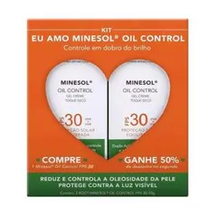 Kit Roc Minesol Protetor Solar Facial Oil Control Toque Seco FPS 30 - 2 unidades