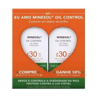 Kit Roc Minesol Protetor Solar Facial Oil Control Toque Seco FPS 30 - 2 unidades