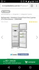 Geladeira Consul Frost Free 2 portas, 275l Branca - 10x sem juros