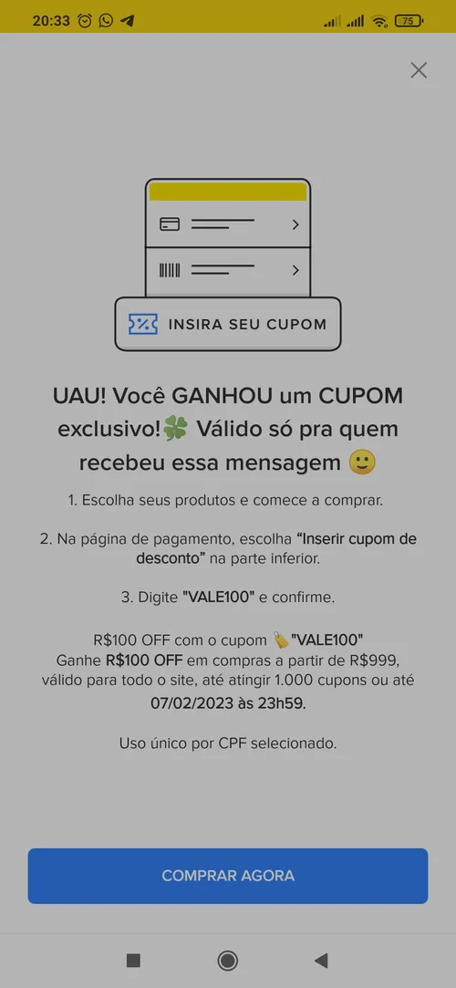 Imagem na descrição da promoção