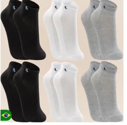 Kit De 6 Pares De Meias Lupo Sport Cano Curto Unissex Algodão Tamanho 33 ao 44