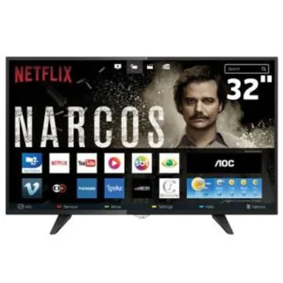 Smart TV  32" - HD - AOC LE32S5970 - Netflix, App Gallery, HDMI e USB - R$ 926,10