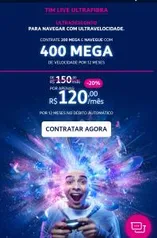 Plano Tim Live Ultrafibra 400MB | R$ 120