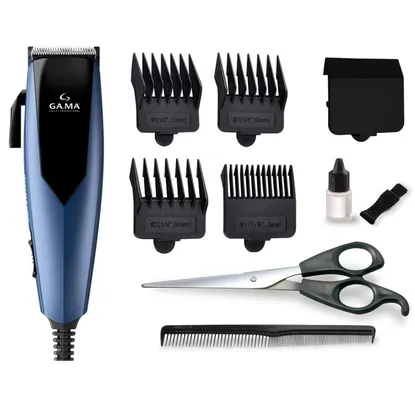 Máquina de Cortar Cabelo GA.MA Italy GM Master com 4 Pentes - Preto e Azul