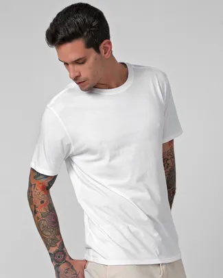 Camiseta masculina algodão pima decote redondo branca | Pool Premium