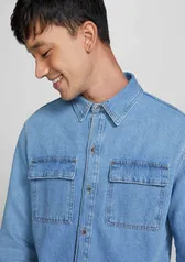 Camisa Jeans Masculina Overshirt - Azul