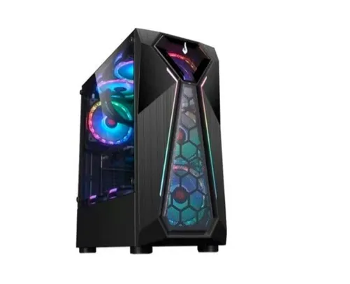 Gabinete Gamer Rise Mode X4 Glass, Barra de LED RGB, Lateral em Vidro Fumê, Preto - RM-X4-04-FB