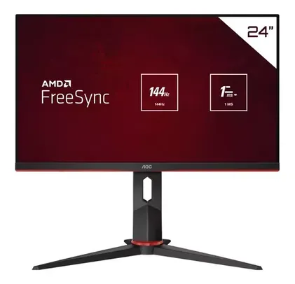 Monitor Gamer Hero 24'' 24g2 Fhd Ips 144hz 1ms Aoc Bivolt Cor Preto/Vermelho 100V/240V