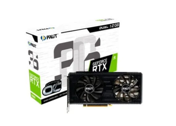 Placa de Video RTX 3060 Dual OC Palit NVIDIA GeForce, 12GB GDDR6, RGB, 192bit, G-Sync, Ray Tracing, DLSS - NE63060T19K9-190AD