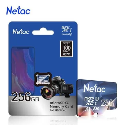 MICRO SD netac 256gb classe 10 u3 (novos usuários) R$96