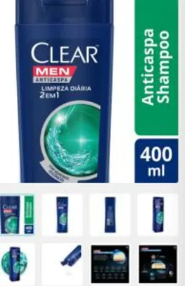 Shampoo Anticaspa Clear Men Limpeza Diária 2 em 1 400ml | R$9