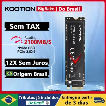 [Do Brasil/Gpay R$183] SSD Kootion M2 NVMe X15Lite 512GB - 1800Mbps /1200Mbps - Compativel com Notebook e Desktop