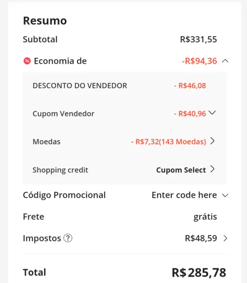 Imagem na descrição da promoção