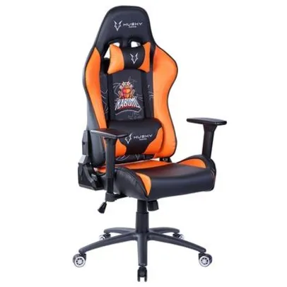 Cadeira Gamer Husky Gaming KaBuM eSport, Preto e Laranja, Com Almofadas, Reclinável, Descanso de Braço 3D - HKE-BO