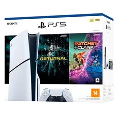 Console PlayStation 5 Slim Edition Branco + Returnal e Ratchet e Clank + Controle Sem Fio Dualsense Branco