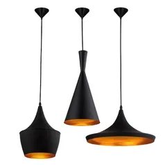 Kit 3 Pendentes Luminária   Preto e Dourado Tom Dixon 001 