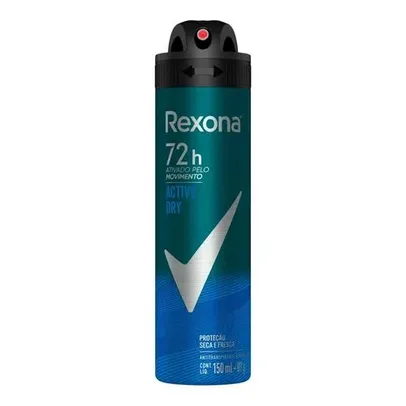 Desodorante Antitranspirante Aerosol Masculino Rexona Active Dry 72 horas 150ml