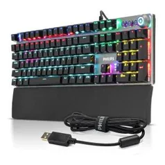 Teclado Gamer Mecânico Com Fio G614 Apoio Magnético Philips