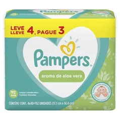  (Ame R$33) Lenços Umedecidos Pampers Aroma de Aloe Vera 192 unidades