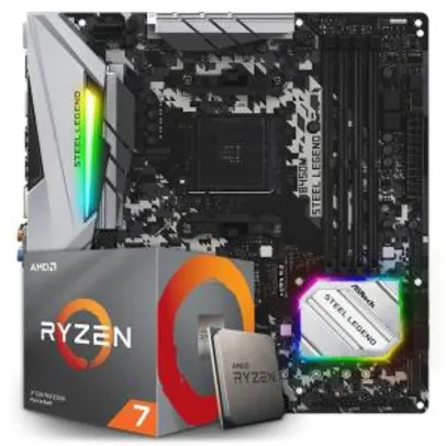 Kit Upgrade Placa Mãe ASRock B450M Steel Legend + Processador AMD Ryzen 7 3800x 3.9GHz