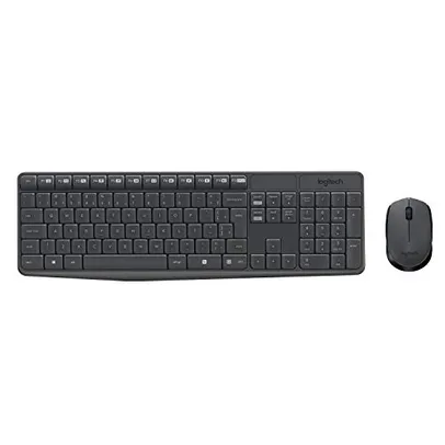 Combo Teclado e Mouse sem fio Logitech MK235 com Conexão USB, Pilhas Inclusas e Layout ABNT2