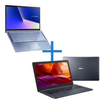 Notebook ASUS ZenBook UX431FA-AN202T Azul Claro Metálico + Notebook ASUS VivoBook X543UA-GQ3213T Cinza Escuro | R$5400