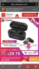 Earbuds Blitzwolf BW FYE7 TrueWireless bluetooth 5.0 (Driver dinâmico duplo) | R$136