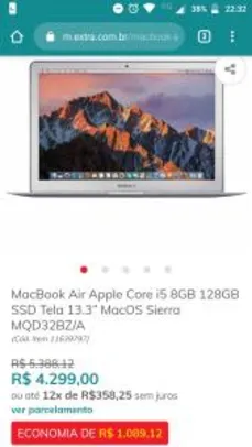 MacBook Air Apple Core i5 8GB