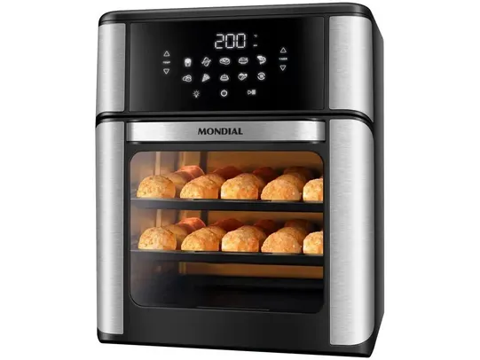 (Magazine Luiza) Fritadeira Elétrica sem Óleo/Air Fryer Mondial Forno Oven AFON-12L-BI Preta 12L - 220V