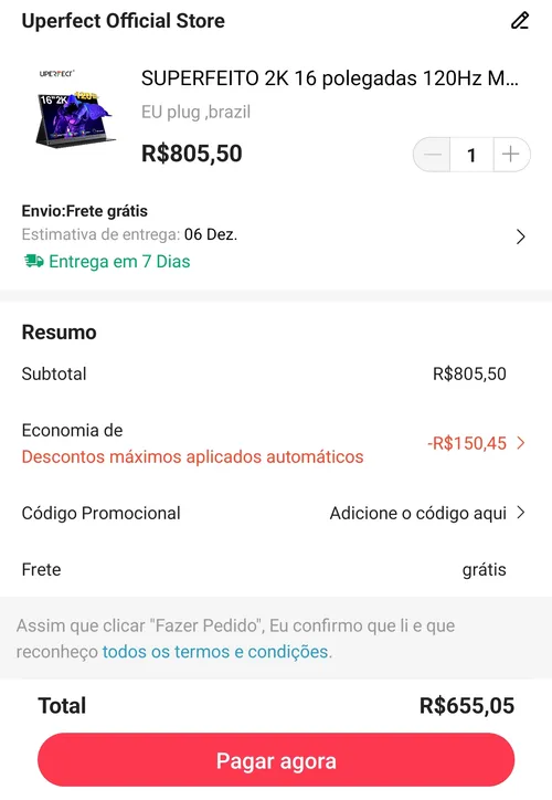 Imagem na descrição da promoção