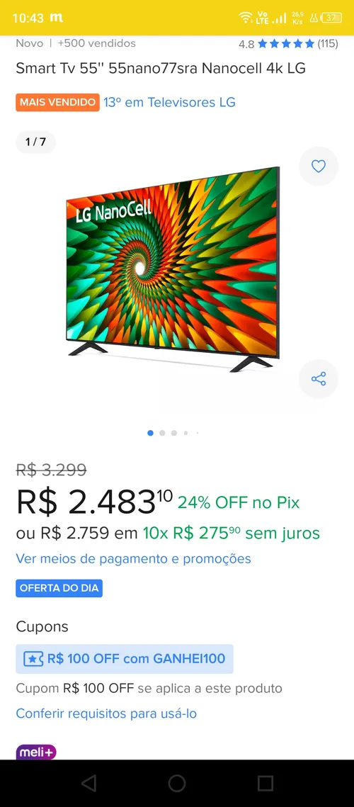 Imagem na descrição da promoção