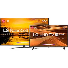 Smart TV LG 55'' 55SM9000 4K + Smart TV 43" LG 43UM7300PSA 4K