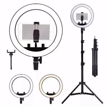 Kit Completo Ring Light Com Tripé Dimmer Youtuber Selfie Pro