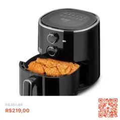 Fritadeira Elétrica sem óleo Air Fryer 3,5L 1500W 127V Preta Multi