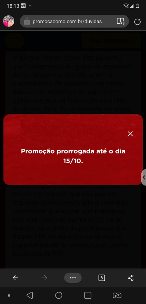 Imagem na descrição da promoção