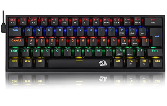 [PRIME] Redragon TECLADO MECANICO GAMER FIZZ RAINBOW PRETO SWITCH AZUL