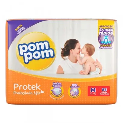 [4unid.] Fralda Pom Pom Protek com 86 Tam M (344 tiras/ 0,42 por tira)