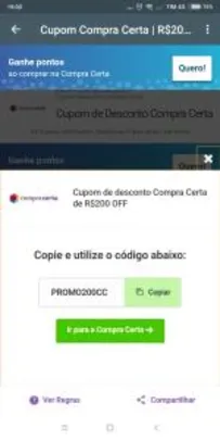 Cupom de desconto Compra Certa de R$ 200 OFF