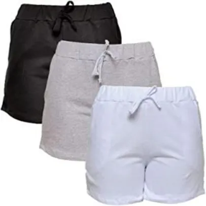 (PRIME) Kit com 3 Shorts de Moletim Style Feminino