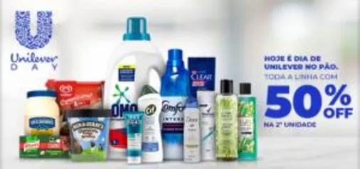 Unilever day: toda a linha com 50% off na segunda unidade